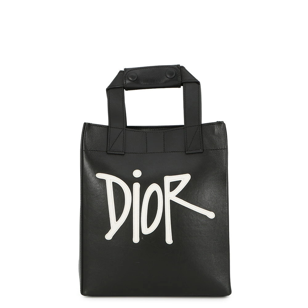 Christian Dior Handbag SHAWN Christian Dior tote bag leather black Stussy